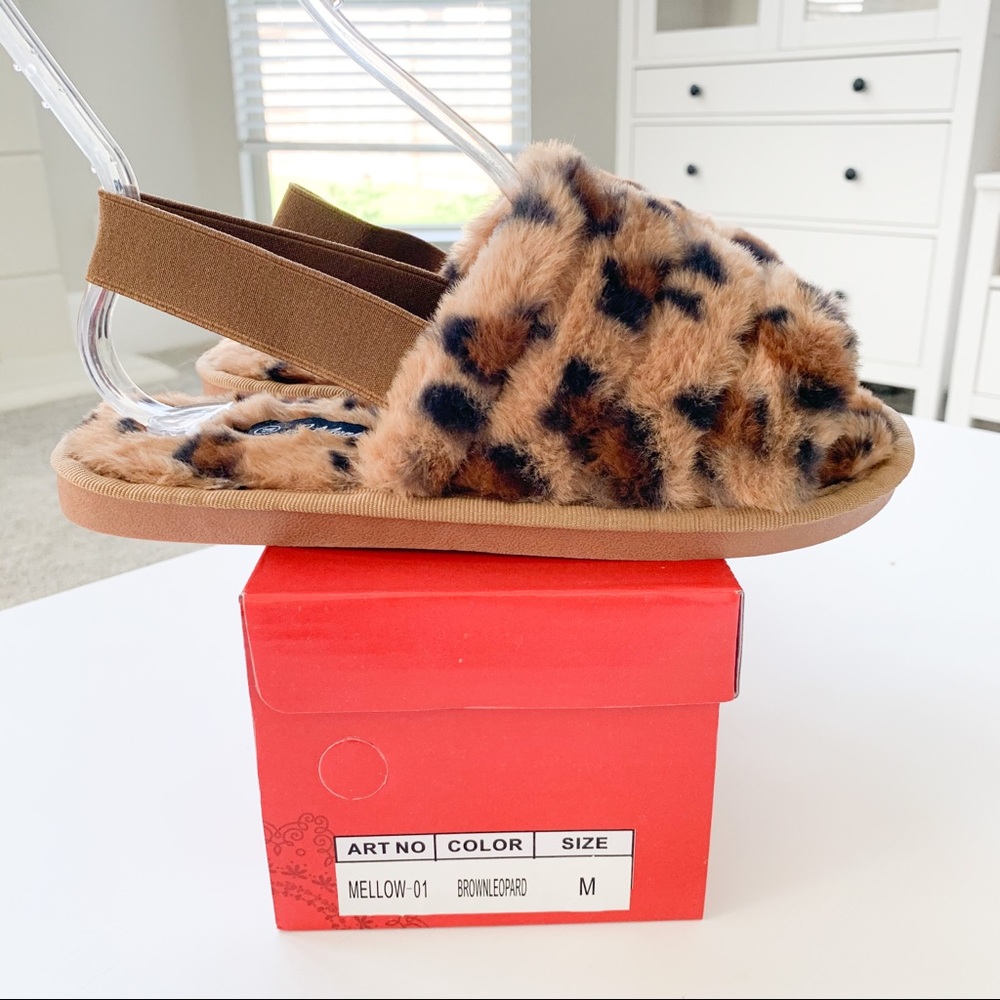 ❌SOLD❌ J. Mark Leopard Fluffy Slides Mellow-01 - Picture 8 of 8